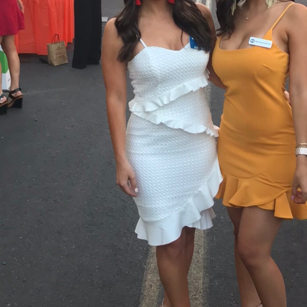 Bardot Fae Lace Cocktail Dress Ivory/White